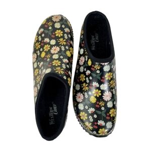 Floral Black Waterproof Garden Clogs